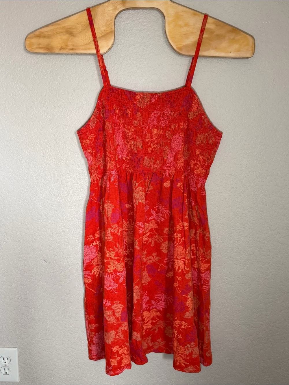 Universal Thread Red Floral Smocked Sundress with Pink Accents